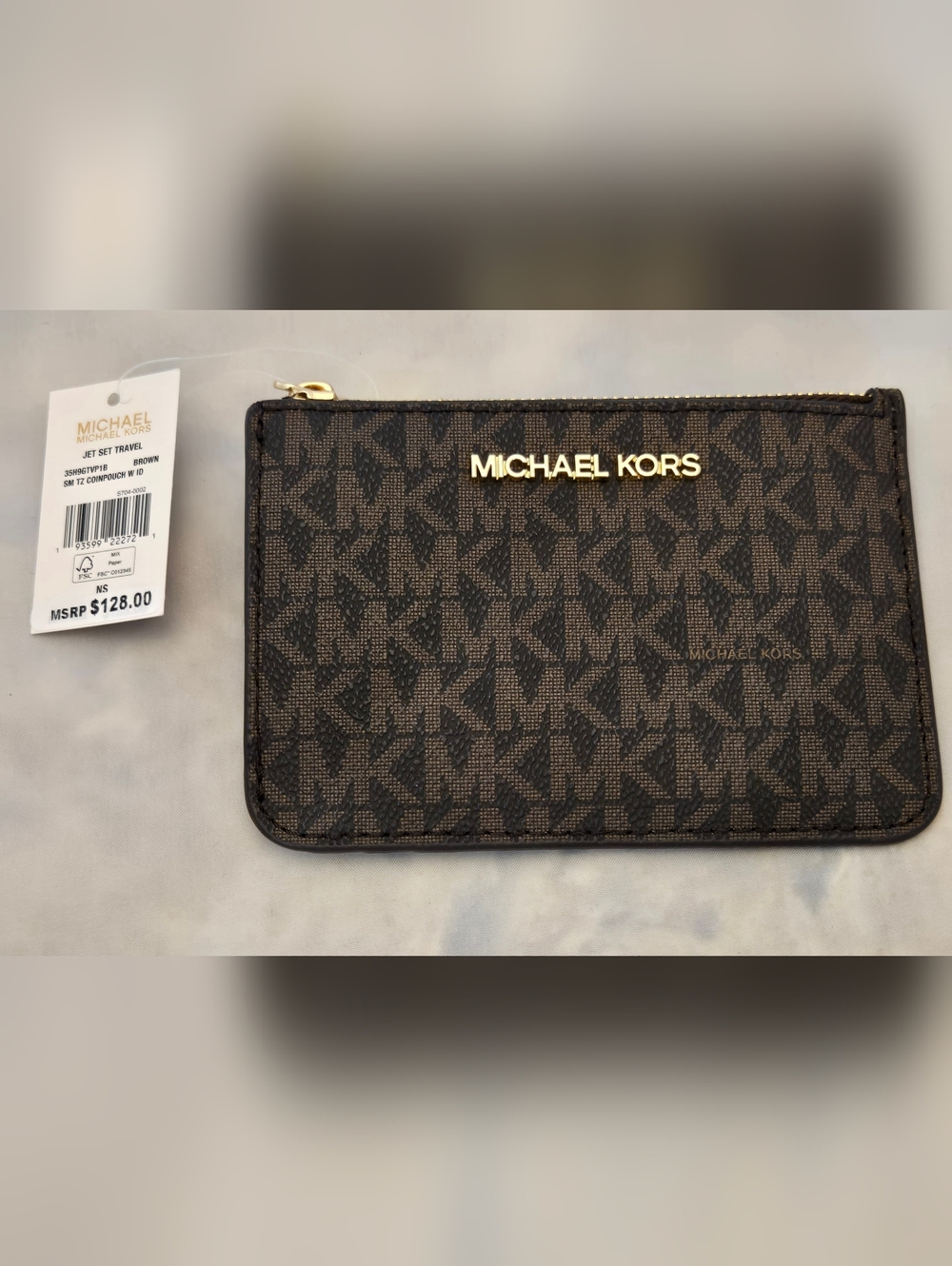 Michael Kors Brown/Black Signature MK Zip Coin Purse